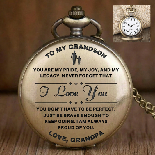 To Grandson / From Grandpa - Luxury Vintage Pocket Watch Gift SS#2604