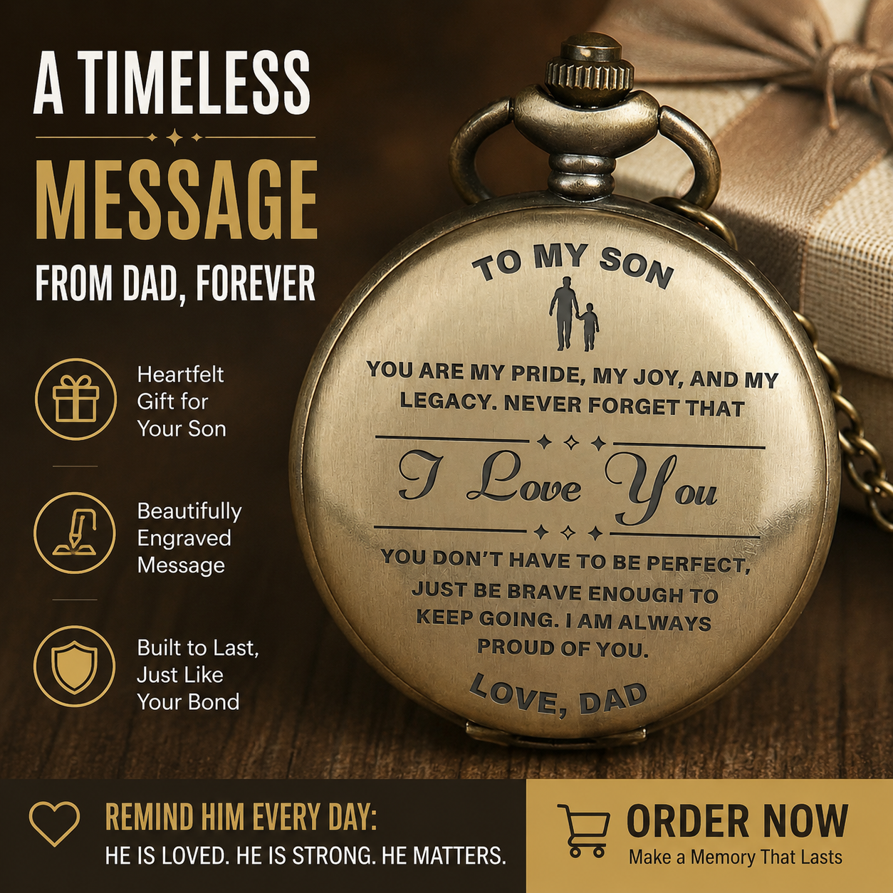 To Son / Dad - Luxury Vintage Pocket Watch Gift SS#2603