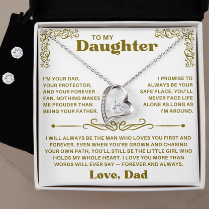 To My Daughter - Forever Love Neckalce With Free Zirconia Earrings