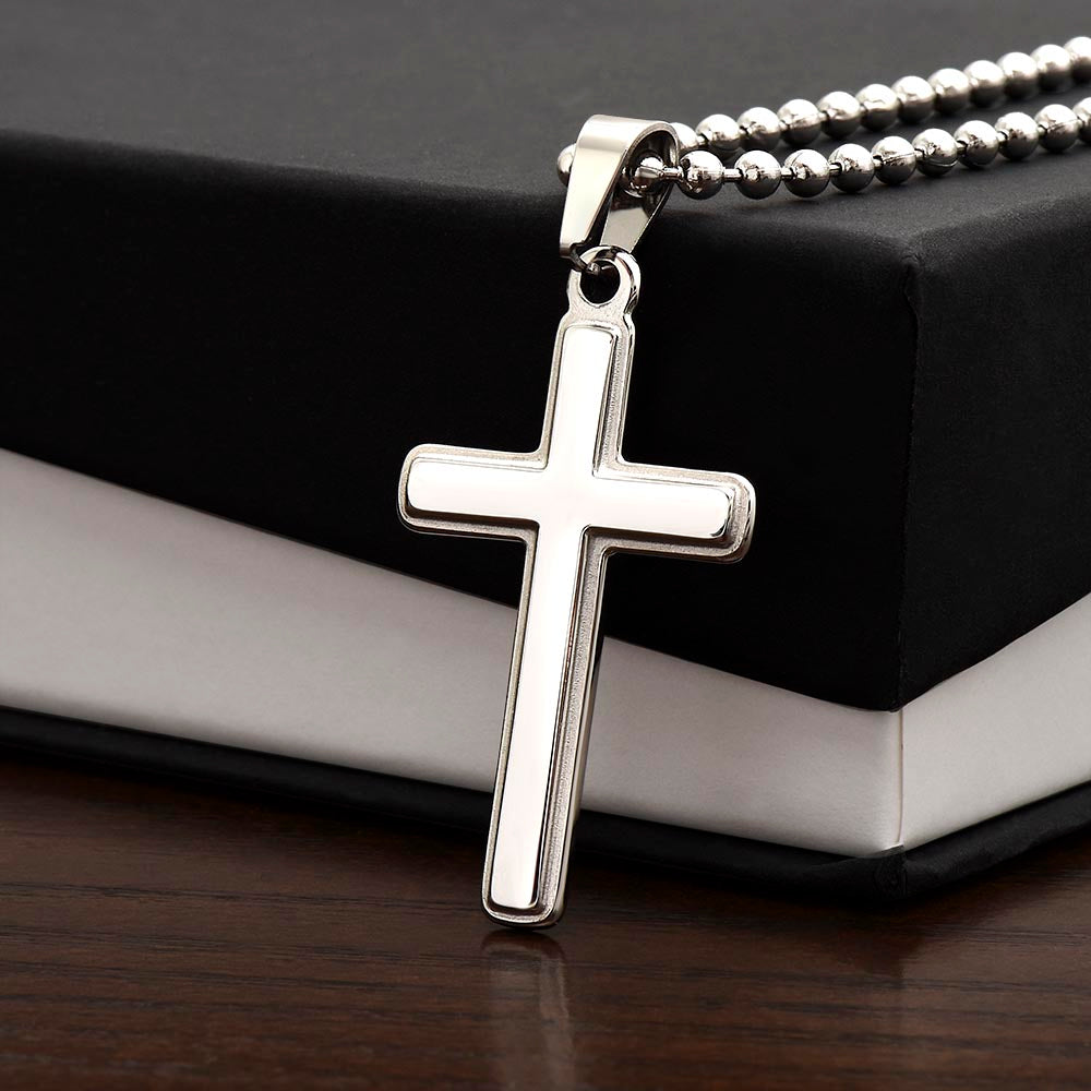 To My Son - From Mom - Cross Necklace with  Engraving
