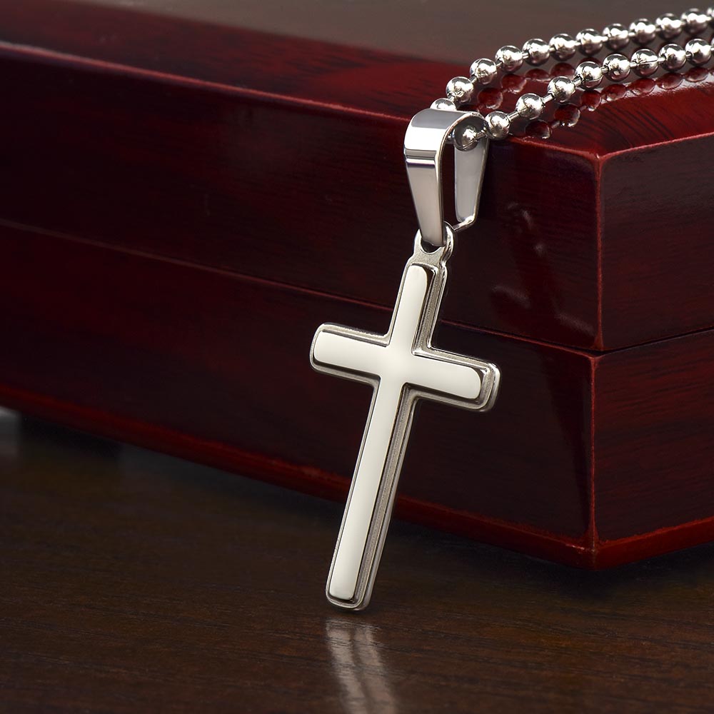 To My Son - From Mom - Cross Necklace with  Engraving