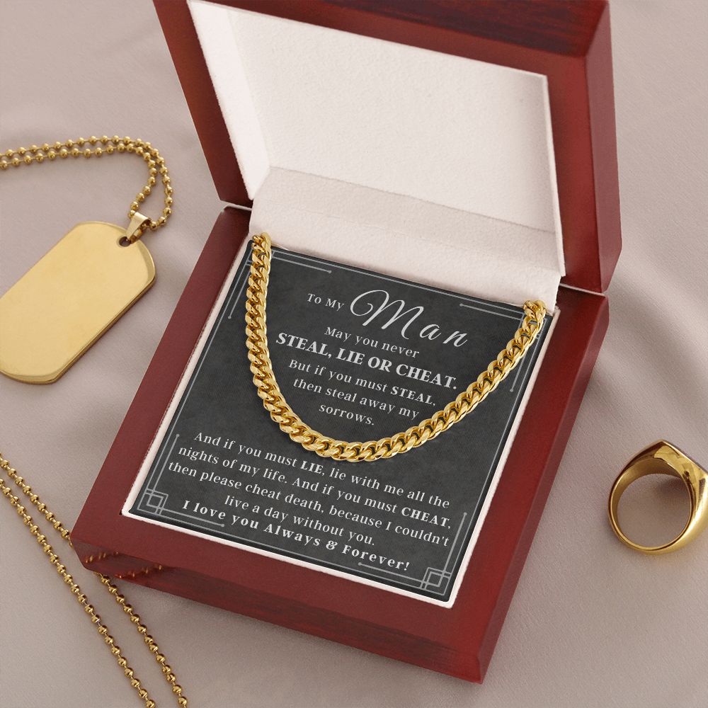 Never Steal, Lie, or Cheat Necklace For Boyfriend/Husband