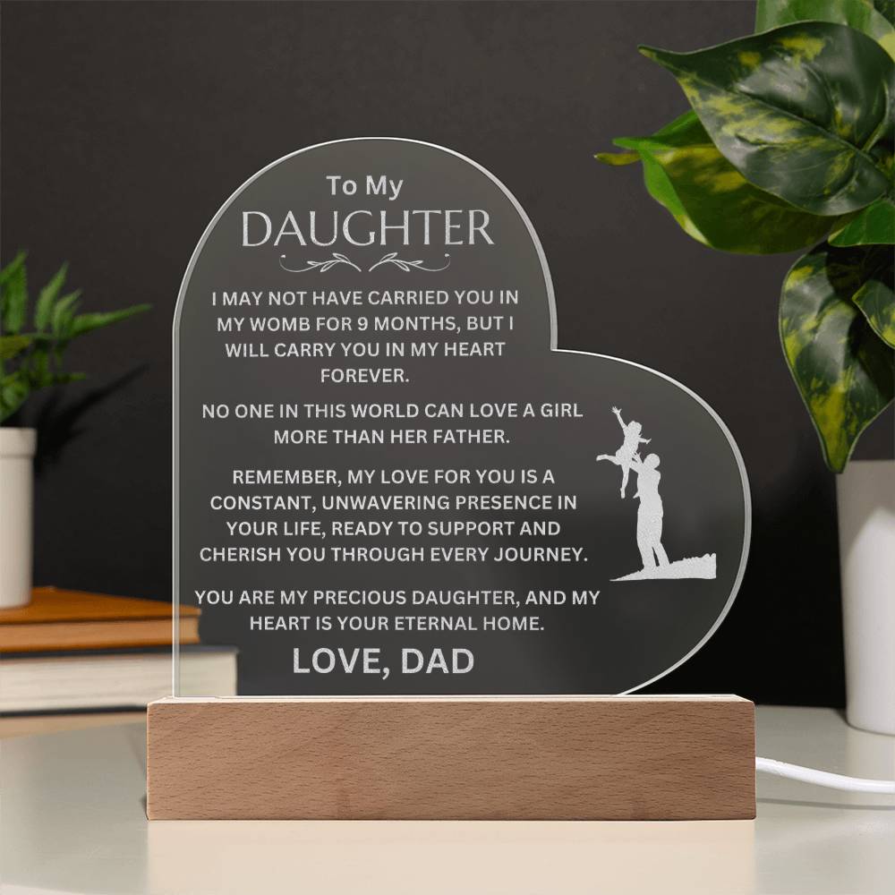 To My Daughter - LED  Acrylic Heart Plaque - SO3844