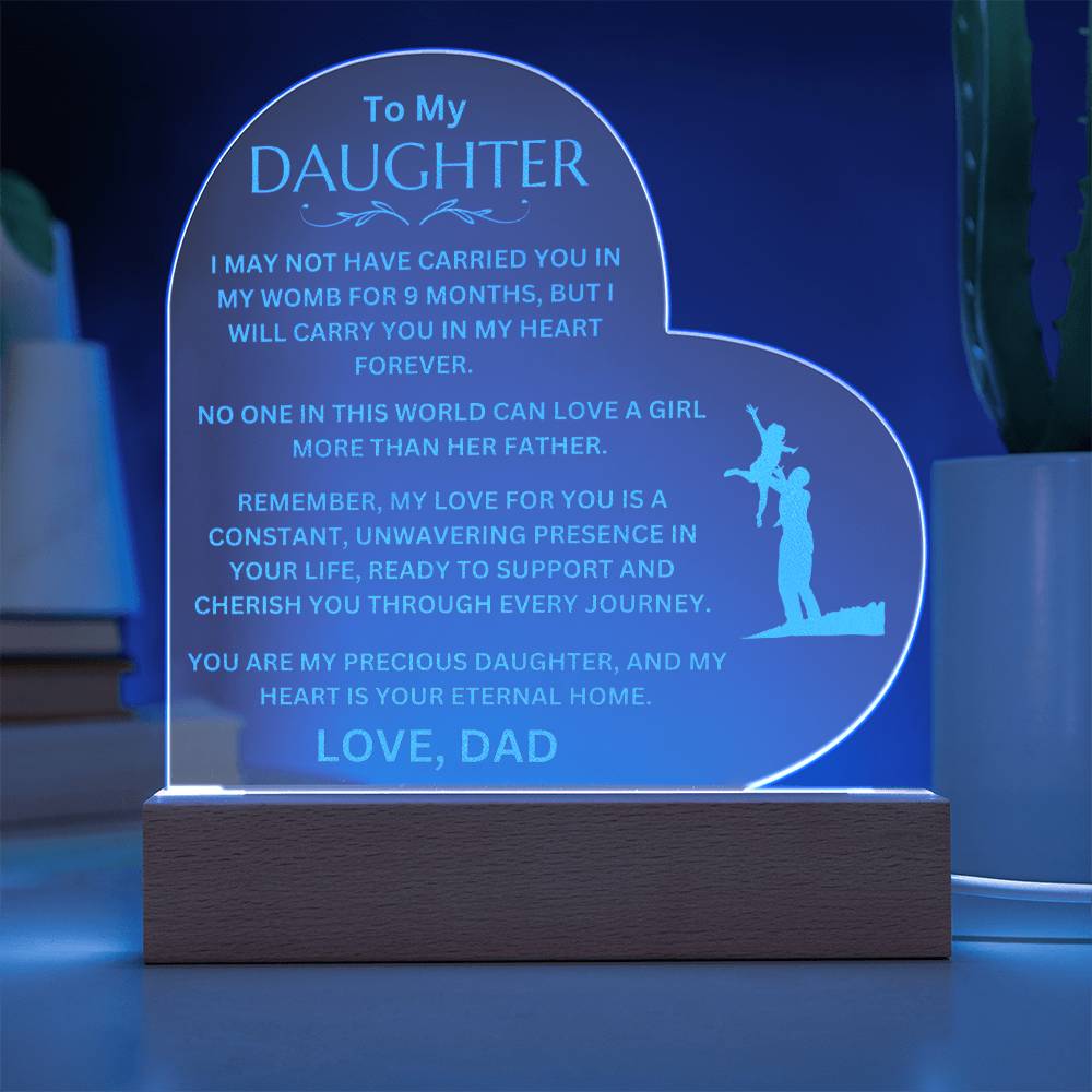 To My Daughter - LED  Acrylic Heart Plaque - SO3844