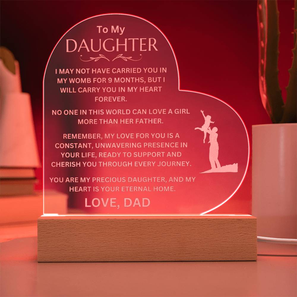 To My Daughter - LED  Acrylic Heart Plaque - SO3844